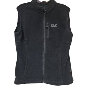 Jack Wolfskin Women's Black Fleece Full Zip Vest Size Large